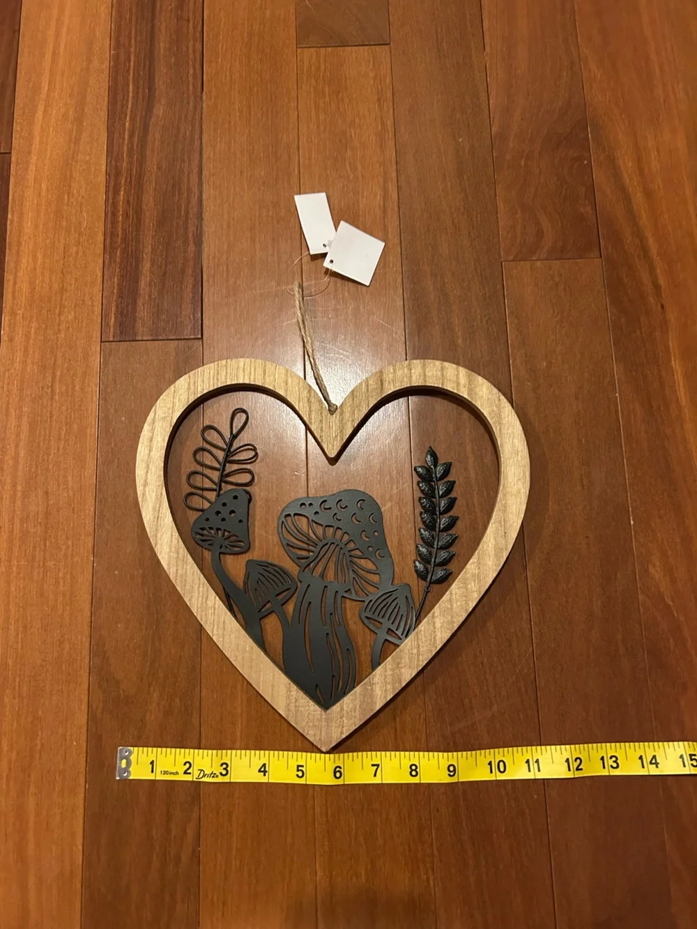 Rustic Heart Wall Decor with Black Mushroom Cutout